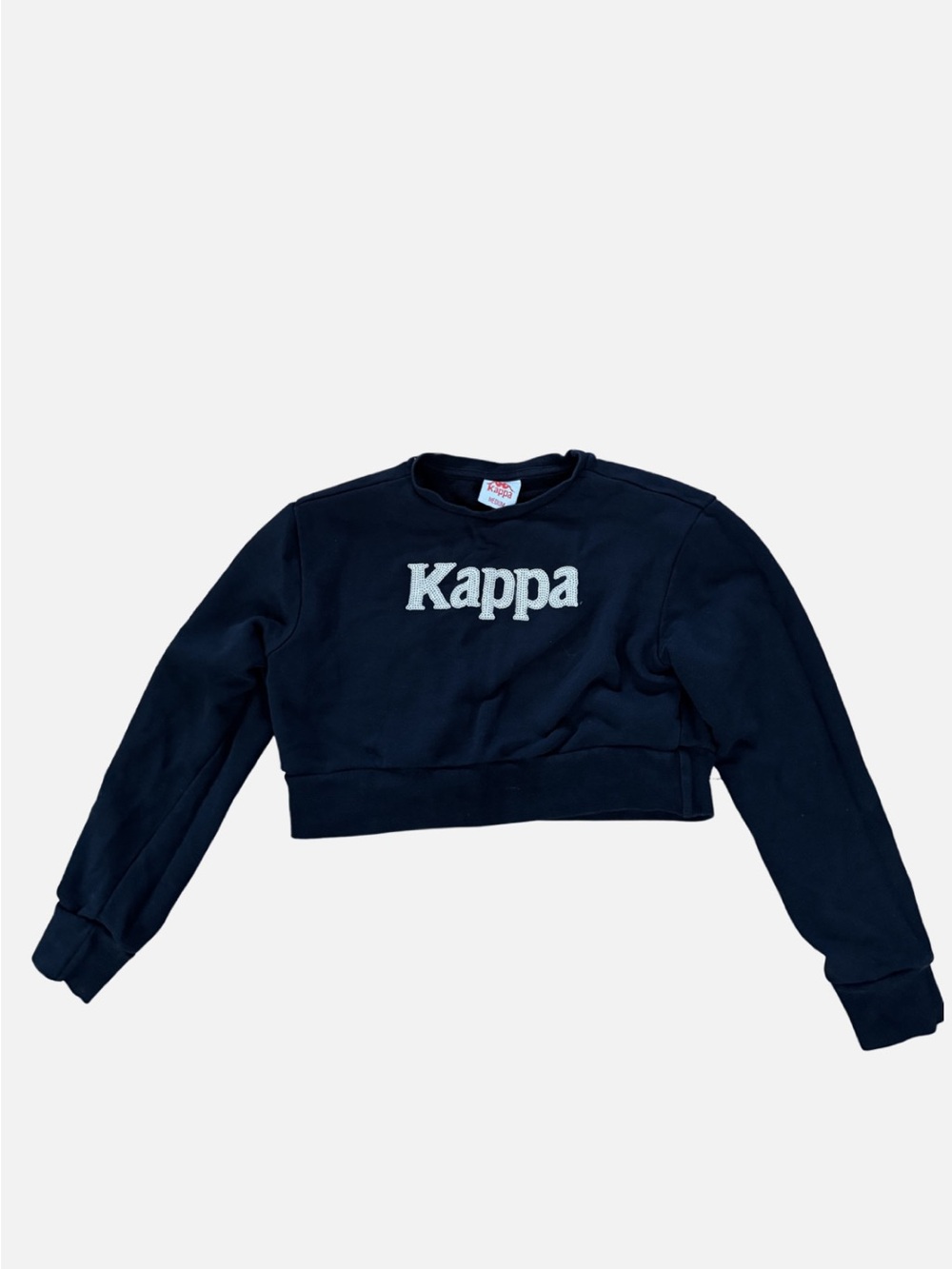 Kappa Black Cropped Crewneck with White Logo
